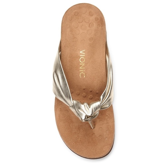 Vionic Metallic Gold Pippa Rest Flip Flops - Picture 2 of 8